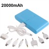 20000mAh Dual-USB Smart Mobile Power Bank External Battery with Nine Kinds of Connectors for iPhone 5 / 4 & 4S / New iPad / iPad 2 / PSP / Digital Cameras / Other Mobile Phones(Blue)